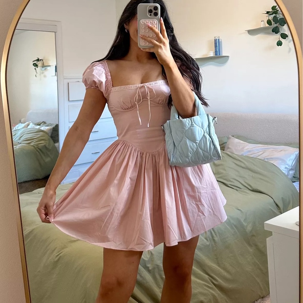 Penelope Pink Puff Sleeve BabyBoo Mini Dress